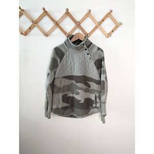 Abercrombie & Fitch Green Camo Snap Fleece Button Neck Pullover Sweater - Size M